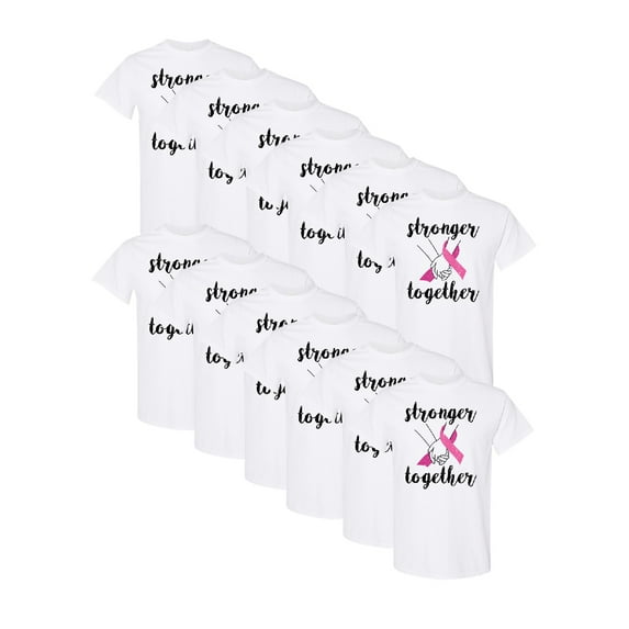 Awkward Styles Breast Cancer Awareness Mens Shirt Stronger Together Shirt for Him Support Cancer Shirt Set of 6 Set of 12 Set of 24