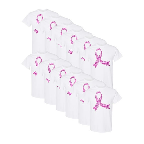 Awkward Styles Breast Cancer Awareness Mens Shirt Support Ribbon Breast Cancer Awareness Pink Shirt for Him Cancer Shirt Set of 6 Set of 12 Set of 24