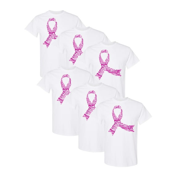 Awkward Styles Breast Cancer Awareness Mens Shirt Support Ribbon Breast Cancer Awareness Pink Shirt for Him Cancer Shirt Set of 6 Set of 12 Set of 24