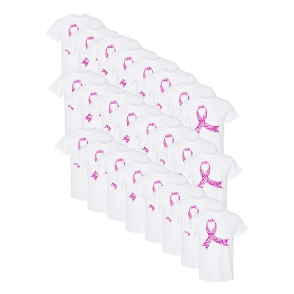 Awkward Styles Breast Cancer Awareness Mens Shirt Support Ribbon Breast Cancer Awareness Pink Shirt for Him Cancer Shirt Set of 6 Set of 12 Set of 24