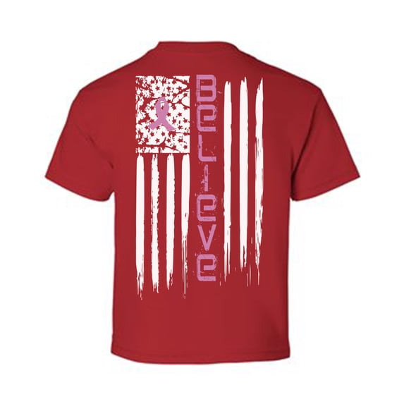 Awkward Styles Breast Cancer Awareness T-Shirt Believe Flag Kids T Shirts Back Print