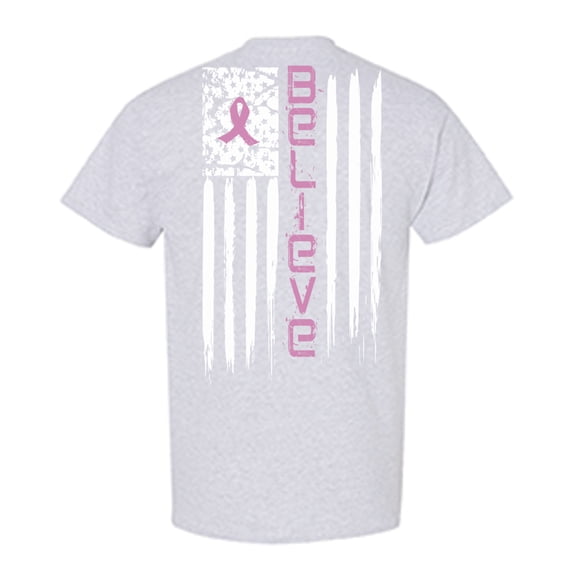 Awkward Styles Breast Cancer Awareness T-Shirt Believe Flag T Shirts for Men Back Print