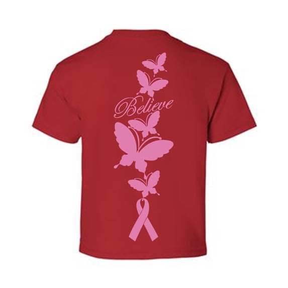 Awkward Styles Breast Cancer Awareness T-Shirt Believe Kids T Shirts Back Print