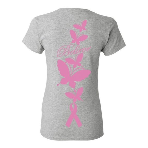 Awkward Styles Breast Cancer Awareness T-Shirt Believe T Shirts for Women Back Print