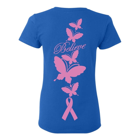 Awkward Styles Breast Cancer Awareness T-Shirt Believe T Shirts for Women Back Print