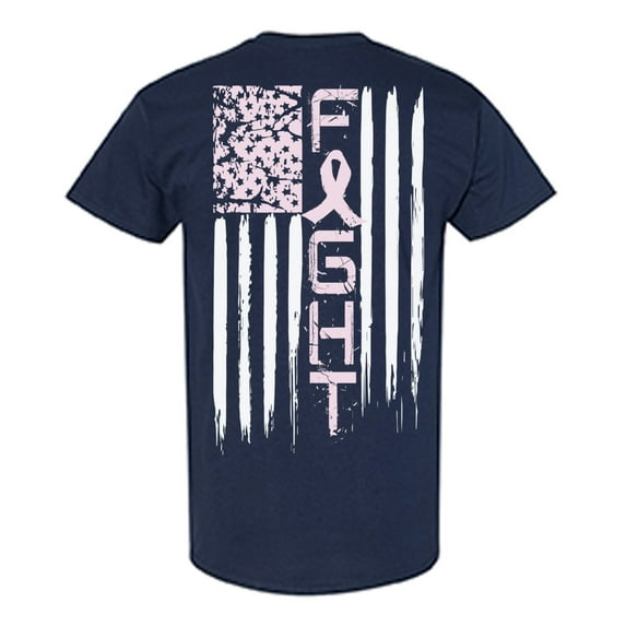 Awkward Styles Breast Cancer Awareness T-Shirt Fight Flag T Shirts for Men Back Print