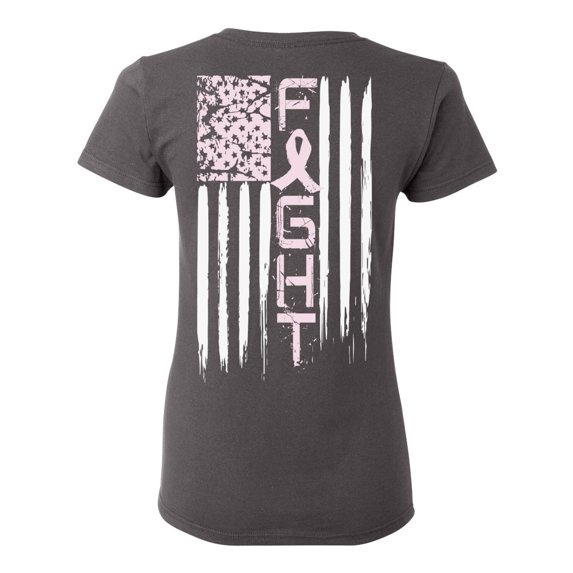 Awkward Styles Breast Cancer Awareness T-Shirt Fight Flag T Shirts for Women Back Print
