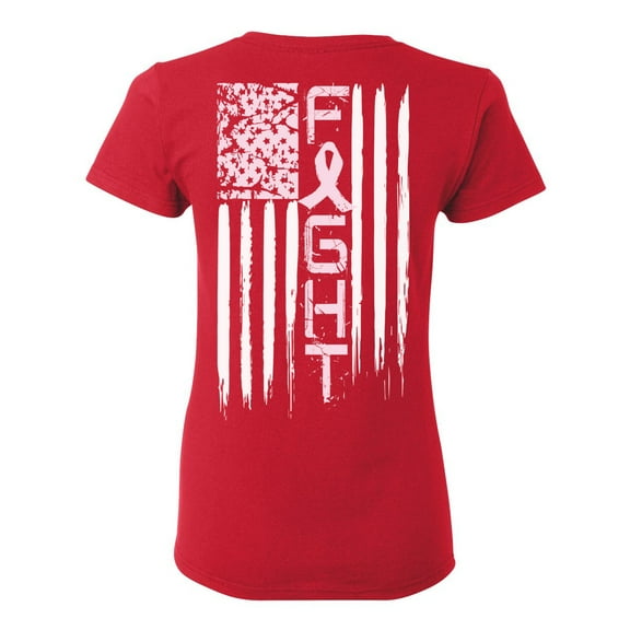 Awkward Styles Breast Cancer Awareness T-Shirt Fight Flag T Shirts for Women Back Print