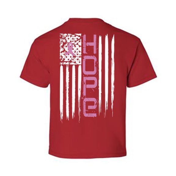 Awkward Styles Breast Cancer Awareness T-Shirt Hope Flag Kids T Shirts Back Print