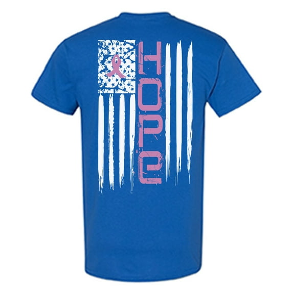 Awkward Styles Breast Cancer Awareness T-Shirt Hope Flag T Shirts for Men Back Print