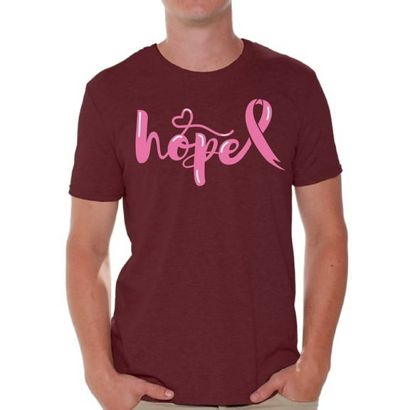 Awkward Styles Breast Cancer Awareness T-Shirt Hope Pink Ribbon T Shirts for Men