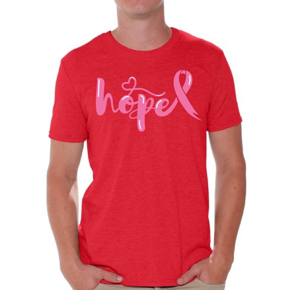 Awkward Styles Breast Cancer Awareness T-Shirt Hope Pink Ribbon T Shirts for Men