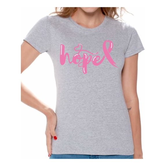 Awkward Styles Breast Cancer Awareness T-Shirt Hope Pink Ribbon T Shirts for Women
