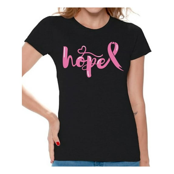 Awkward Styles Breast Cancer Awareness T-Shirt Hope Pink Ribbon T Shirts for Women