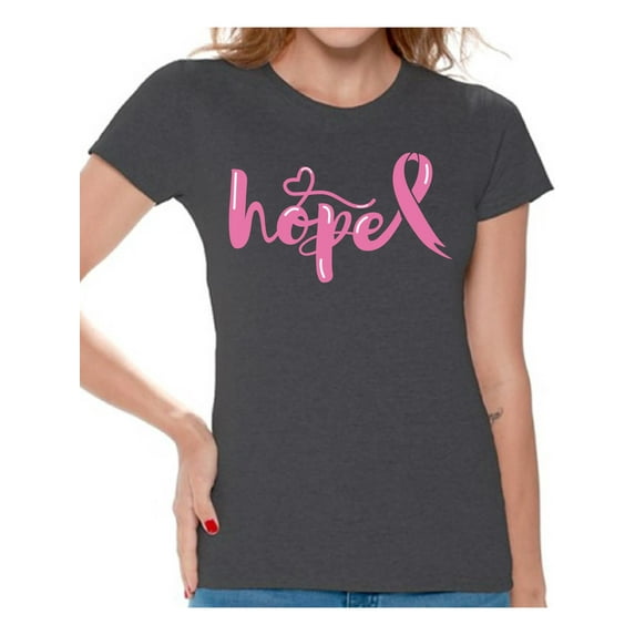 Awkward Styles Breast Cancer Awareness T-Shirt Hope Pink Ribbon T Shirts for Women