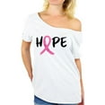 thumbnail image 1 of Awkward Styles Breast Cancer Awareness T-Shirt Hope Ribbon Off Shoulder Tops for Women, 1 of 4