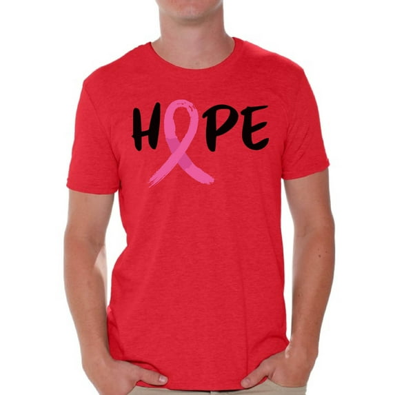 Awkward Styles Breast Cancer Awareness T-Shirt Hope Ribbon T Shirts for Men