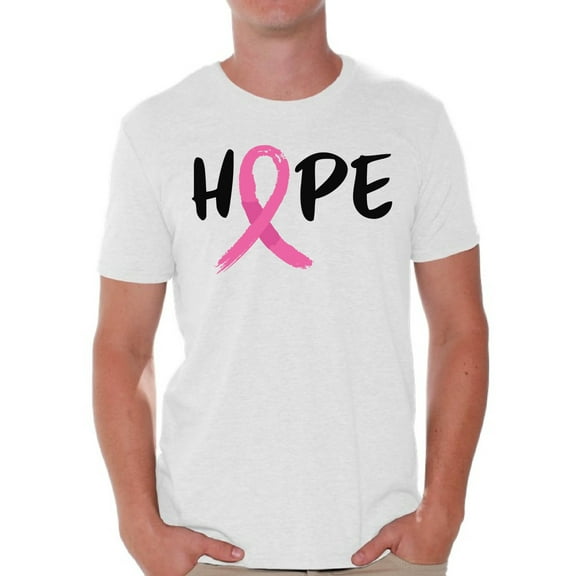 Awkward Styles Breast Cancer Awareness T-Shirt Hope Ribbon T Shirts for Men