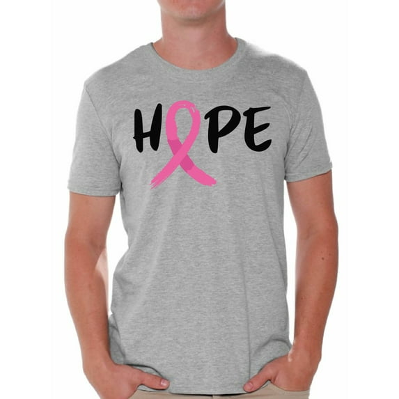 Awkward Styles Breast Cancer Awareness T-Shirt Hope Ribbon T Shirts for Men