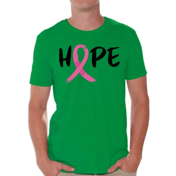 Awkward Styles Breast Cancer Awareness T-Shirt Hope Ribbon T Shirts for Men