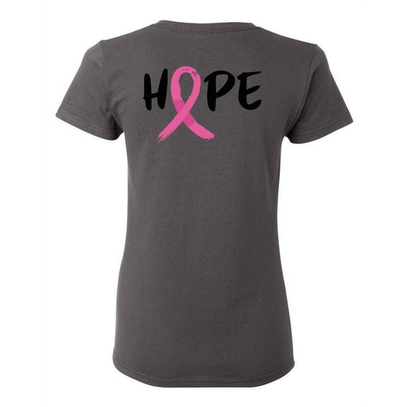 Awkward Styles Breast Cancer Awareness T-Shirt Hope Ribbon T Shirts for Women Back Print