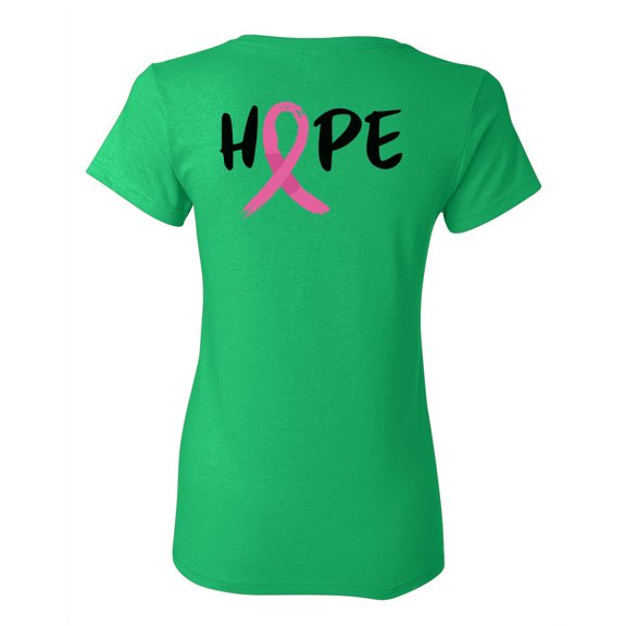 Awkward Styles Breast Cancer Awareness T-Shirt Hope Ribbon T Shirts for Women Back Print
