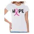 thumbnail image 1 of Awkward Styles Breast Cancer Awareness T-Shirt Hope Ribbon T Shirts for Women, 1 of 4