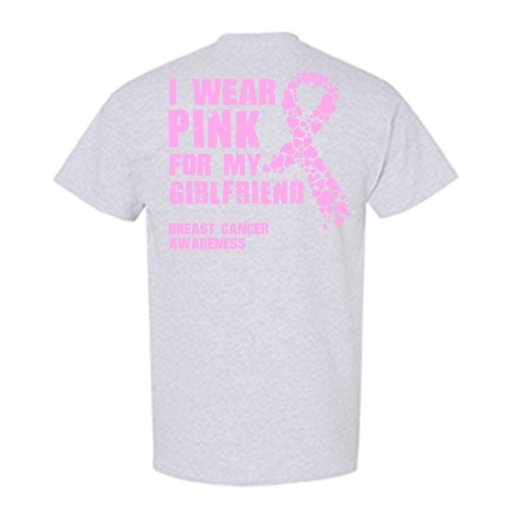 Awkward Styles Breast Cancer Awareness T-Shirt I Wear Pink For My Girlfriend T Shirts for Men Back Print