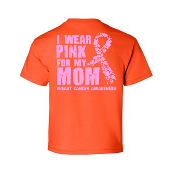 Awkward Styles Breast Cancer Awareness T-Shirt I Wear Pink For My Mom Kids T Shirts Back Print