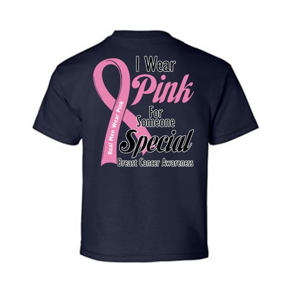 Awkward Styles Breast Cancer Awareness T-Shirt I Wear Pink Kids T Shirts Back Print