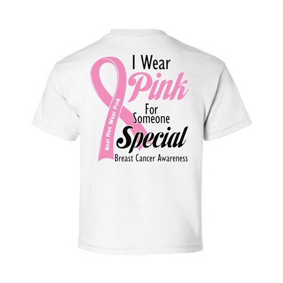 Awkward Styles Breast Cancer Awareness T-Shirt I Wear Pink Kids T Shirts Back Print