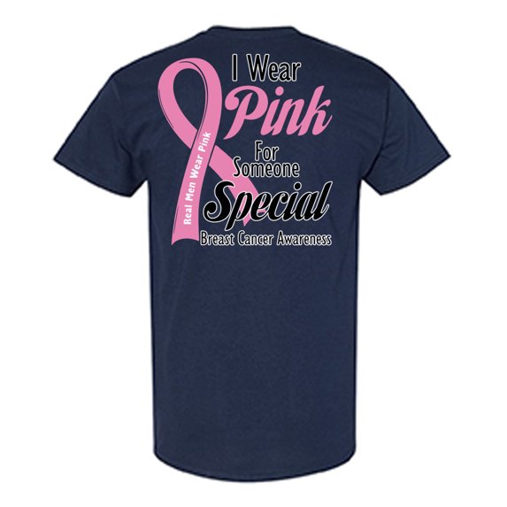 Awkward Styles Breast Cancer Awareness T-Shirt I Wear Pink T Shirts for Men Back Print