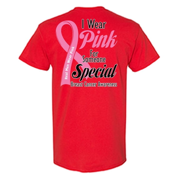 Awkward Styles Breast Cancer Awareness T-Shirt I Wear Pink T Shirts for Men Back Print