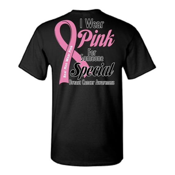 Awkward Styles Breast Cancer Awareness T-Shirt I Wear Pink T Shirts for Men Back Print