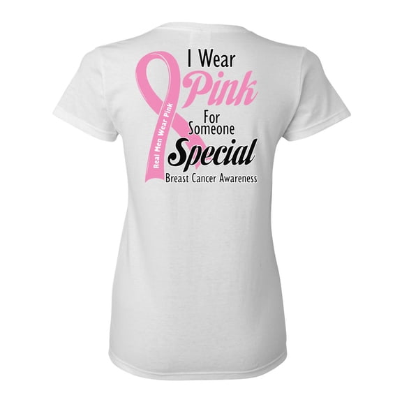 Awkward Styles Breast Cancer Awareness T-Shirt I Wear Pink T Shirts for Women Back Print
