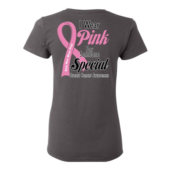 Awkward Styles Breast Cancer Awareness T-Shirt I Wear Pink T Shirts for Women Back Print