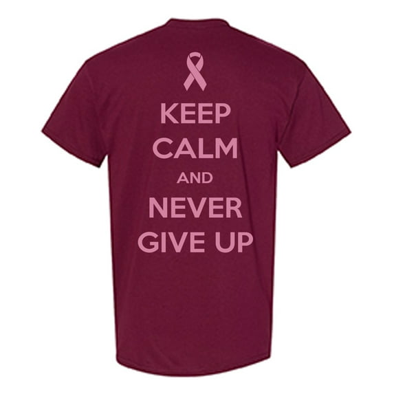 Awkward Styles Breast Cancer Awareness T-Shirt Never Give Up T Shirts for Men Back Print