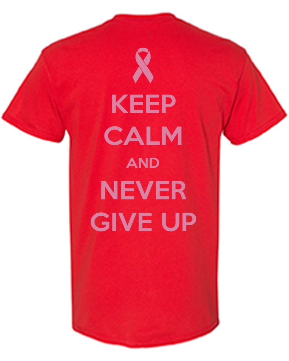 Awkward Styles Breast Cancer Awareness T-Shirt Never Give Up T Shirts for  Men Back Print - Walmart.com, image size:960x1200