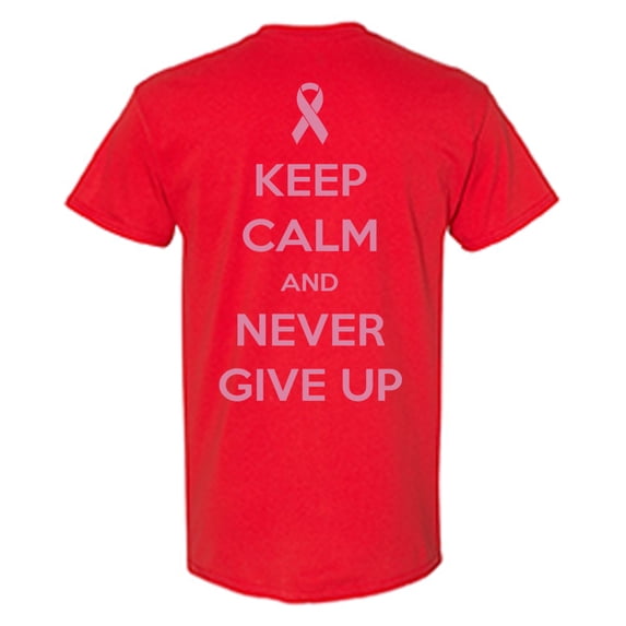 Awkward Styles Breast Cancer Awareness T-Shirt Never Give Up T Shirts for Men Back Print