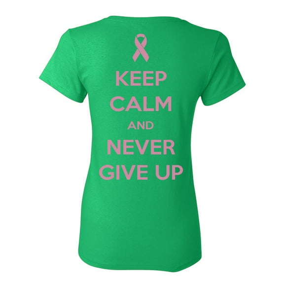 Awkward Styles Breast Cancer Awareness T-Shirt Never Give Up T Shirts for Women Back Print