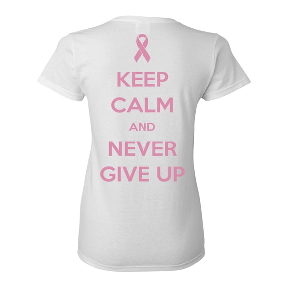Awkward Styles Breast Cancer Awareness T-Shirt Never Give Up T Shirts for Women Back Print