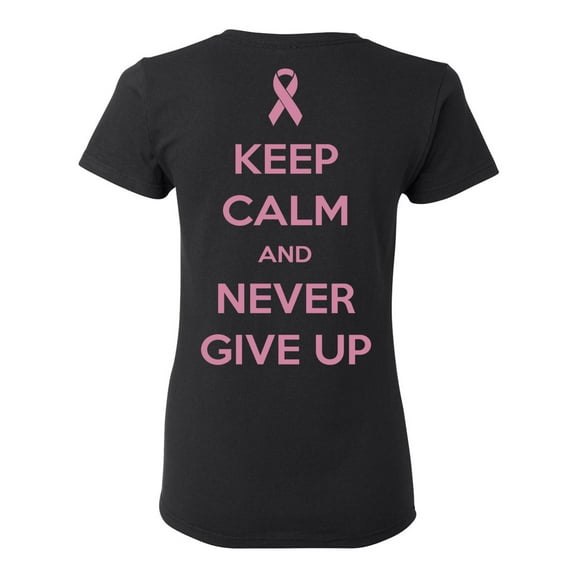 Awkward Styles Breast Cancer Awareness T-Shirt Never Give Up T Shirts for Women Back Print