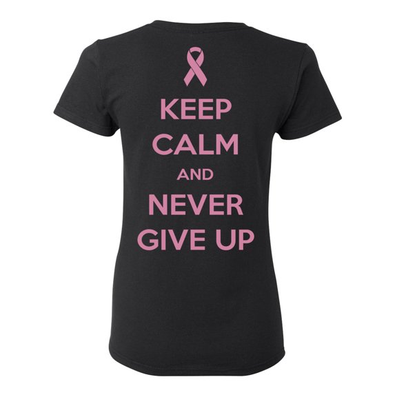 Awkward Styles Breast Cancer Awareness T-Shirt Never Give Up T Shirts for Women Back Print