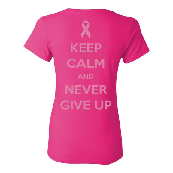 Awkward Styles Breast Cancer Awareness T-Shirt Never Give Up T Shirts for Women Back Print