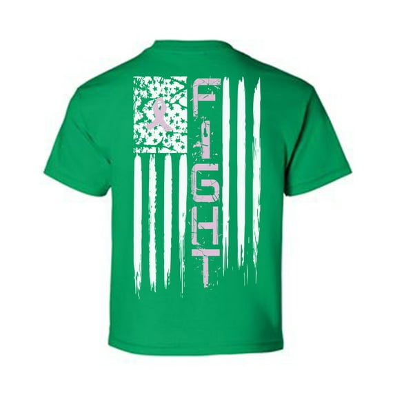 Awkward Styles Breast Cancer Awareness T-Shirt Pink Fight Flag Kids T Shirts Back Print