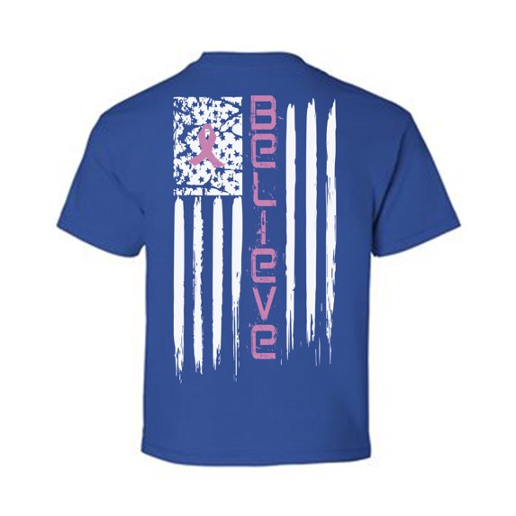 Awkward Styles Breast Cancer Awareness T-Shirt Pink Fight Flag Kids T Shirts Back Print