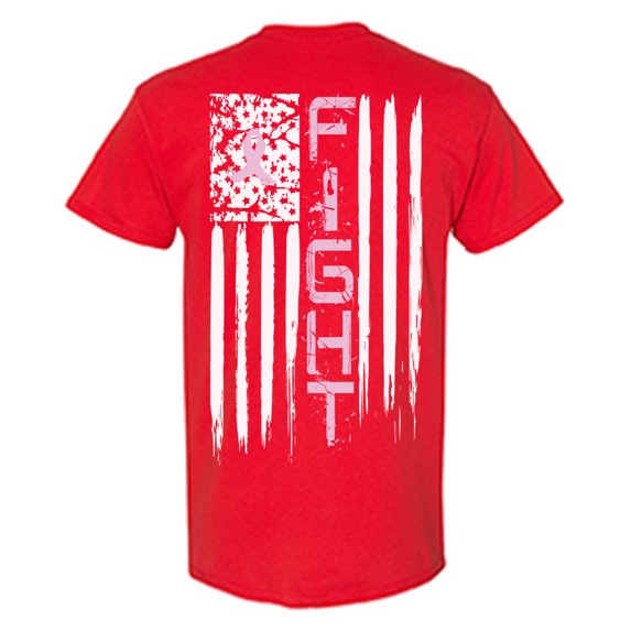 Awkward Styles Breast Cancer Awareness T-Shirt Pink Fight Flag T Shirts for Men Back Print