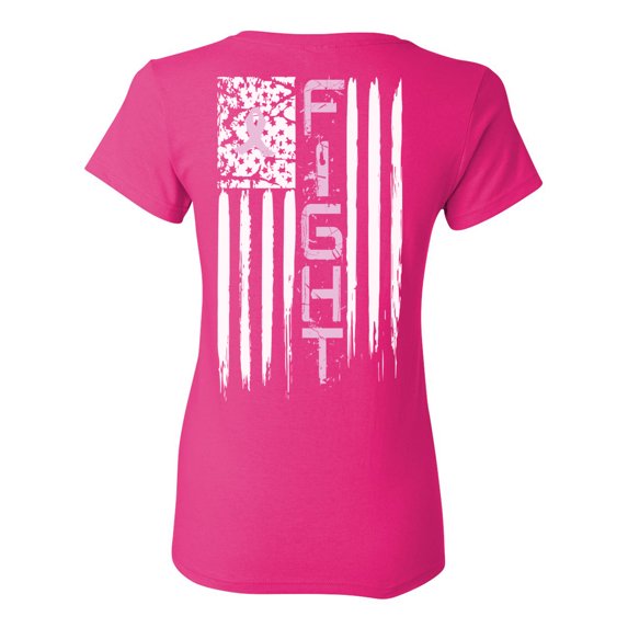 Awkward Styles Breast Cancer Awareness T-Shirt Pink Fight Flag T Shirts for Women Back Print