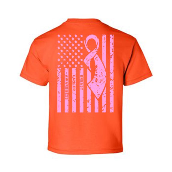 Awkward Styles Breast Cancer Awareness T-Shirt Pink Flag Kids T Shirts Back Print