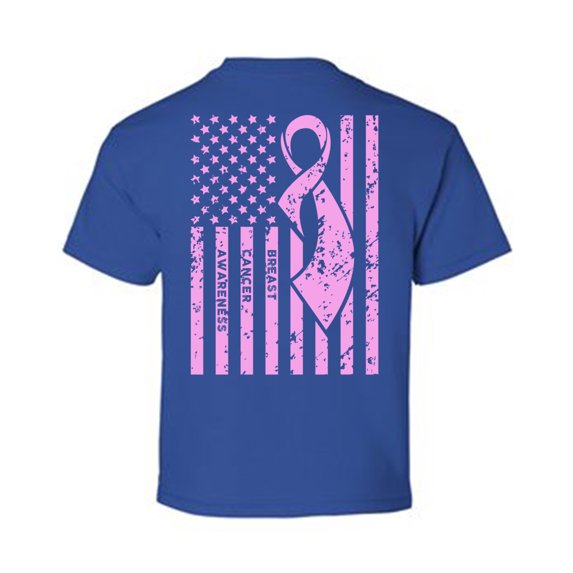 Awkward Styles Breast Cancer Awareness T-Shirt Pink Flag Kids T Shirts Back Print